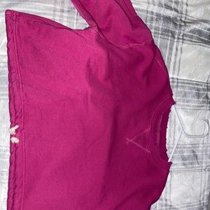 Pink crop top long sleeve sweater